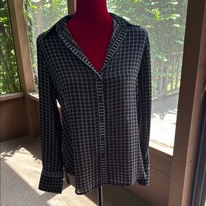 Max Studio Printed Long Sleeve Button-Up Shirt